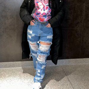 Distressed jeans